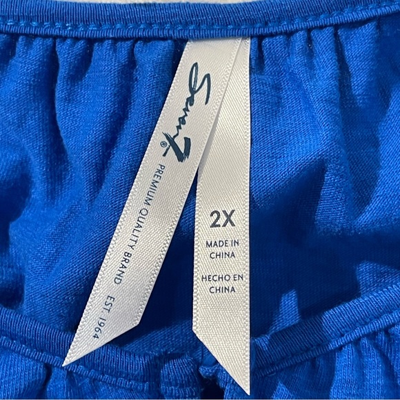 Seven7 Womens Tied Dress Size 2X Blue Short Sleeve Pockets Pullover Casual - Picture 4 of 9